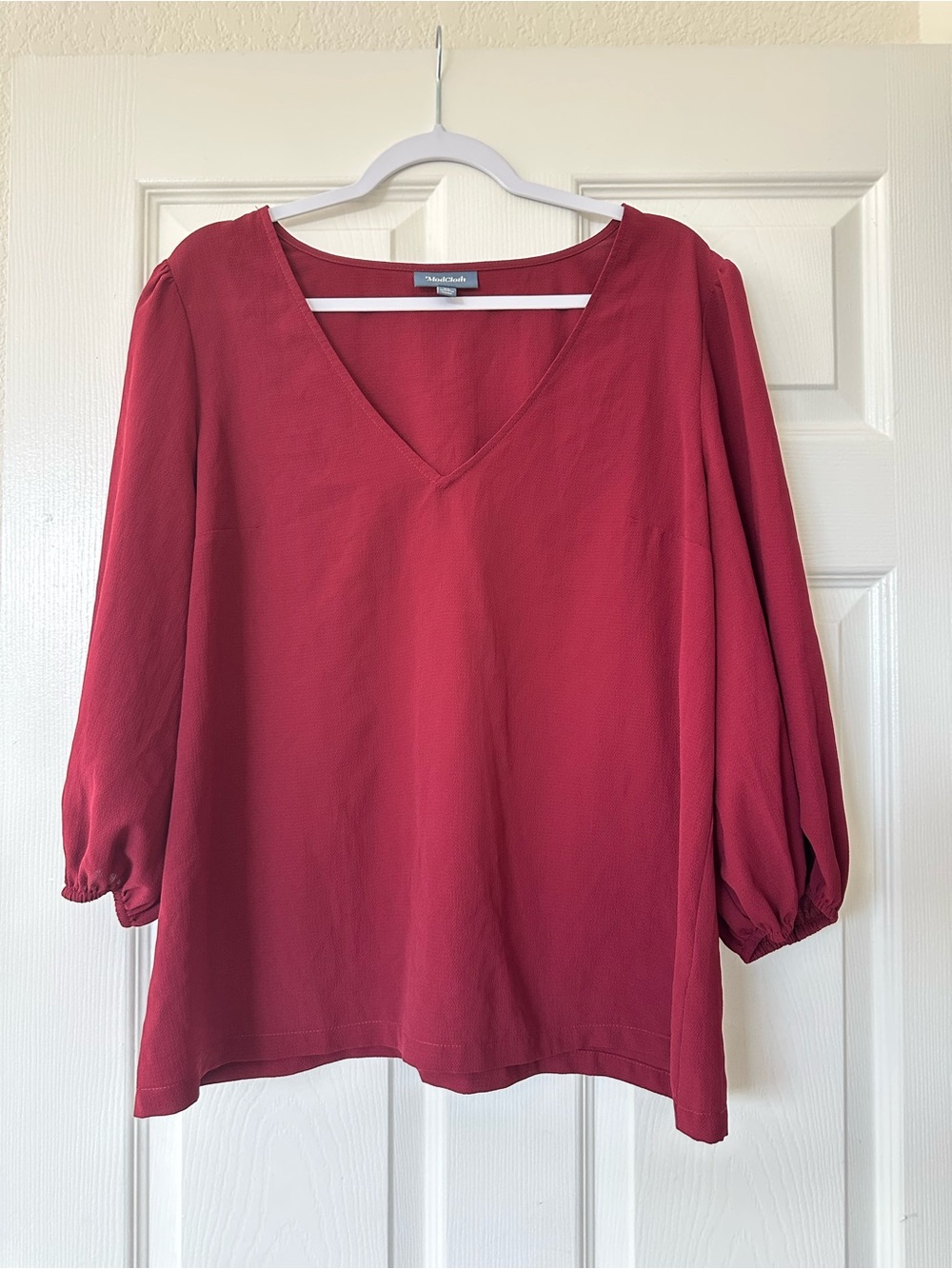 Modcloth Maroon Long Sleeve Blouse
